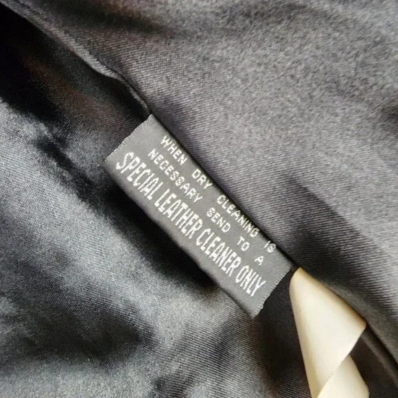 Vintage Wilsons Leather Black Button Up Button Up Jacket Inner Zip Pocket Medium - Picture 15 of 15